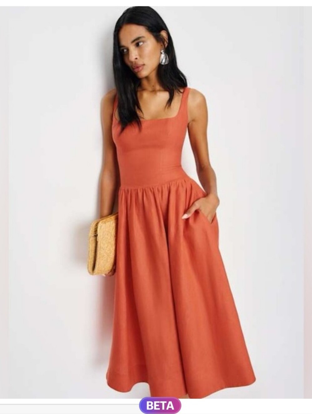 New Reformation Janu Linen Dress Orange Chili Mango sz. 4
